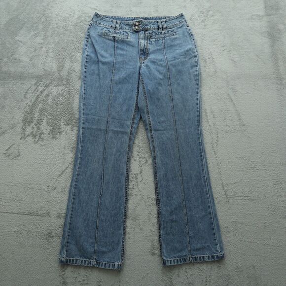 French Cuff Jeans Womens Size 10 Blue Mid-Rise Bootcut 31" Inseam Embroidered - Picture 1 of 13